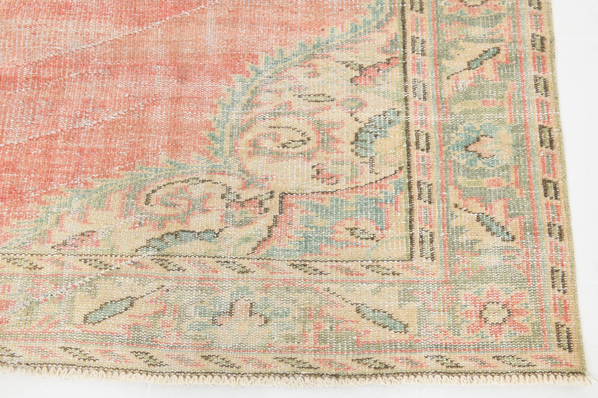 6x9 Vintage Peach Oushak Vintage Rug, 184x276 Cm