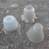 Set of 3 globe suspensions in vintage molded glass