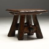 Rustic Hand-Carved Side Table, France, 19th Century