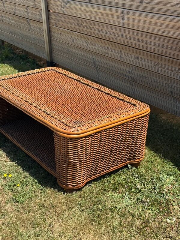 Woven rattan coffee table - 1970s