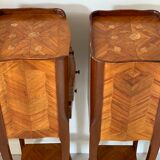 Pair of small tales of bedside wood marquetairie
