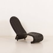 Verner Panton black leather chaise longue for Fritz Hansen, 1970s