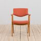 Oak Desk Chair in Pale Red Wool Upholstery by Erik Kirkegaard