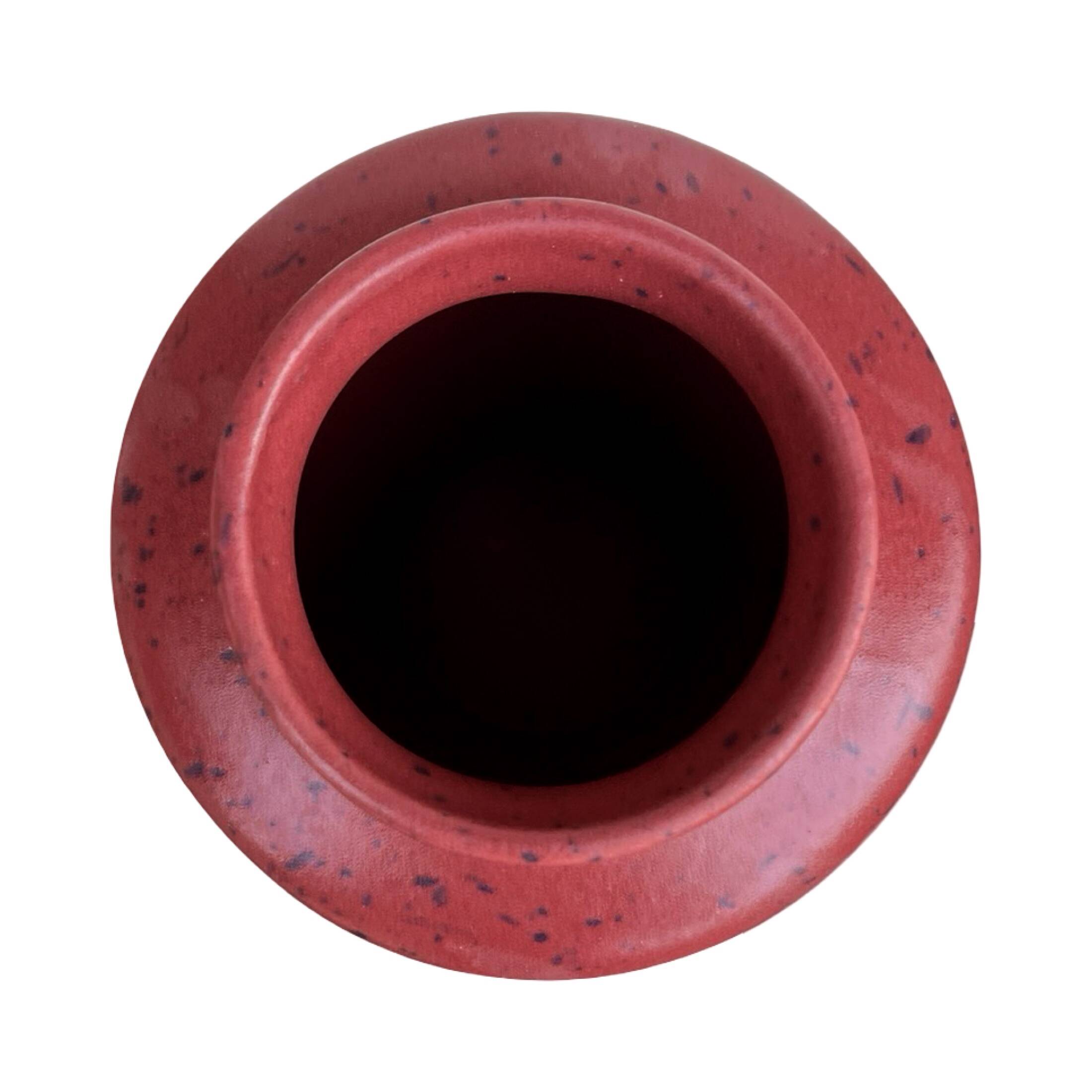 Burgundy ceramic vase MF Design, Germany 1980s.