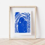 Original linocut, Woman with child