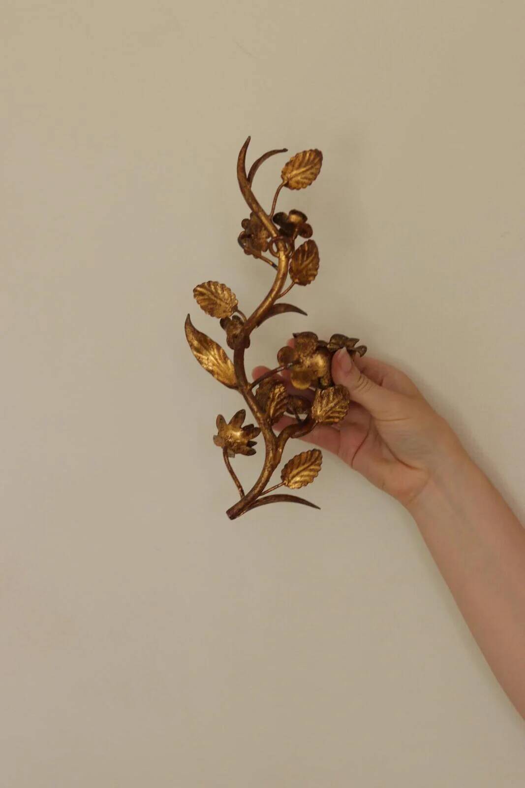 Pair of Mid-Century Italian Gilded Metal Sconces