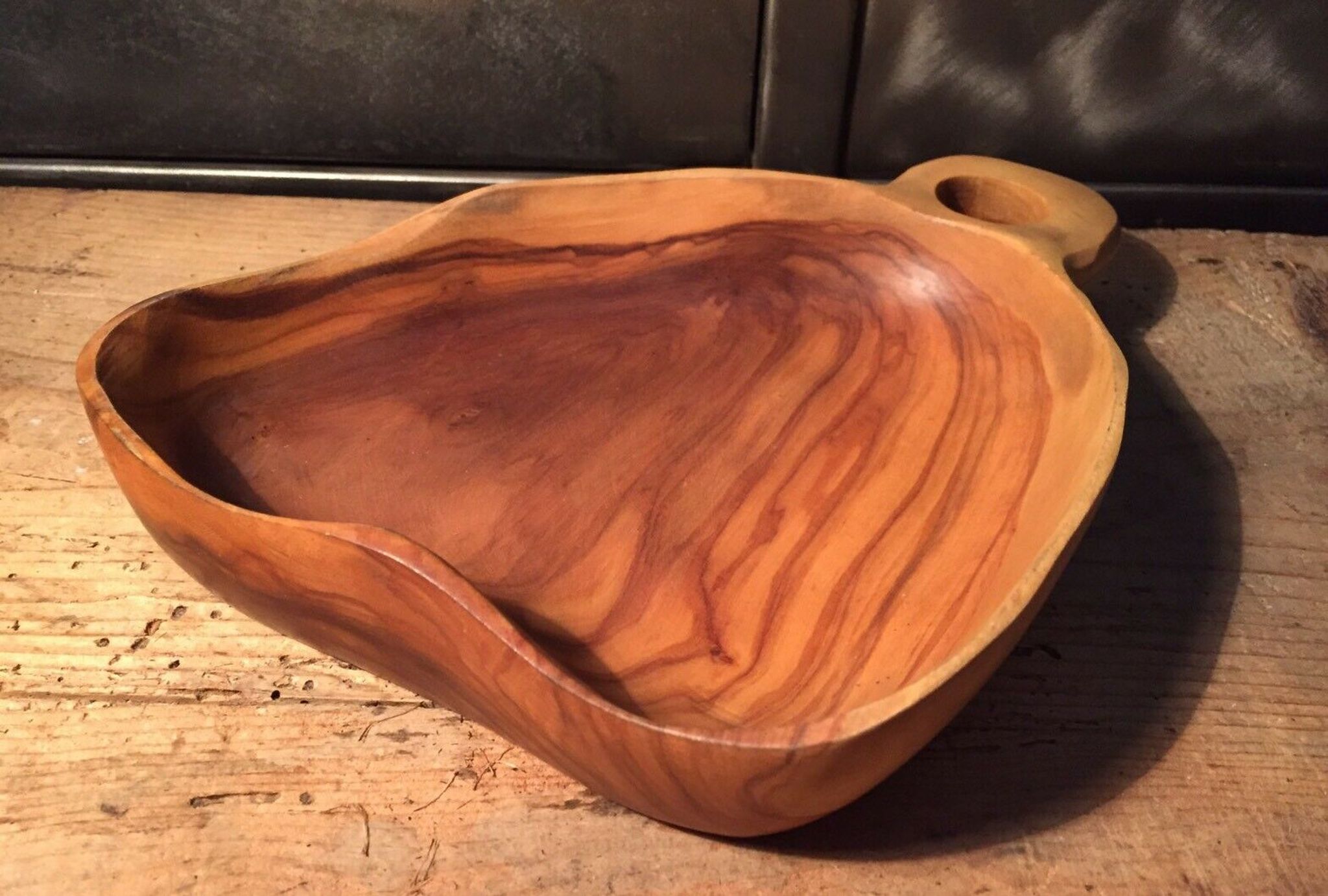 Empty wooden pocket signed Tony Bain Vallauris 50s