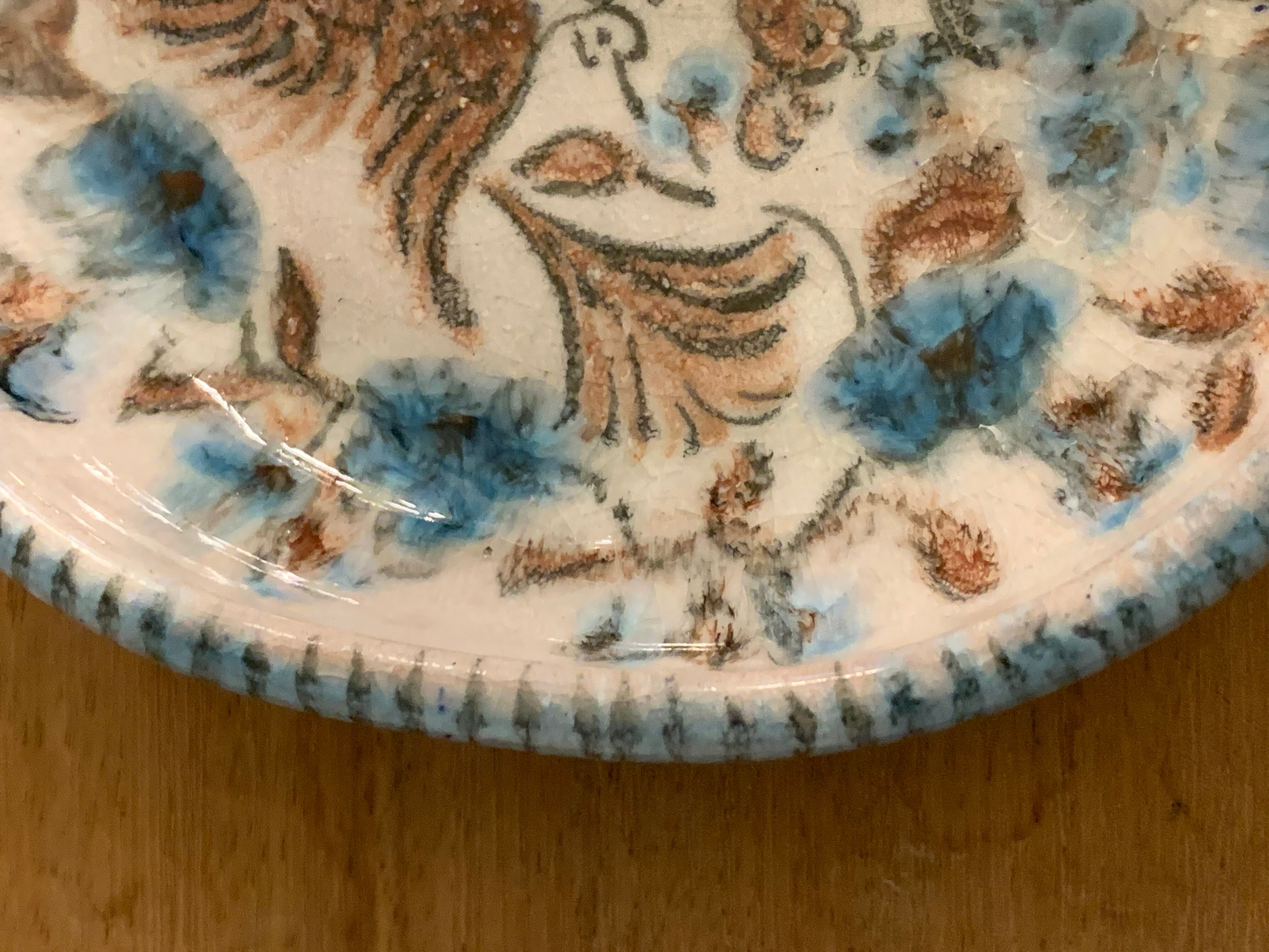 Blue glazed ceramic cup Cazaux Biarritz