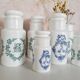 Set of 6 apothecary pots in white opaline 70s