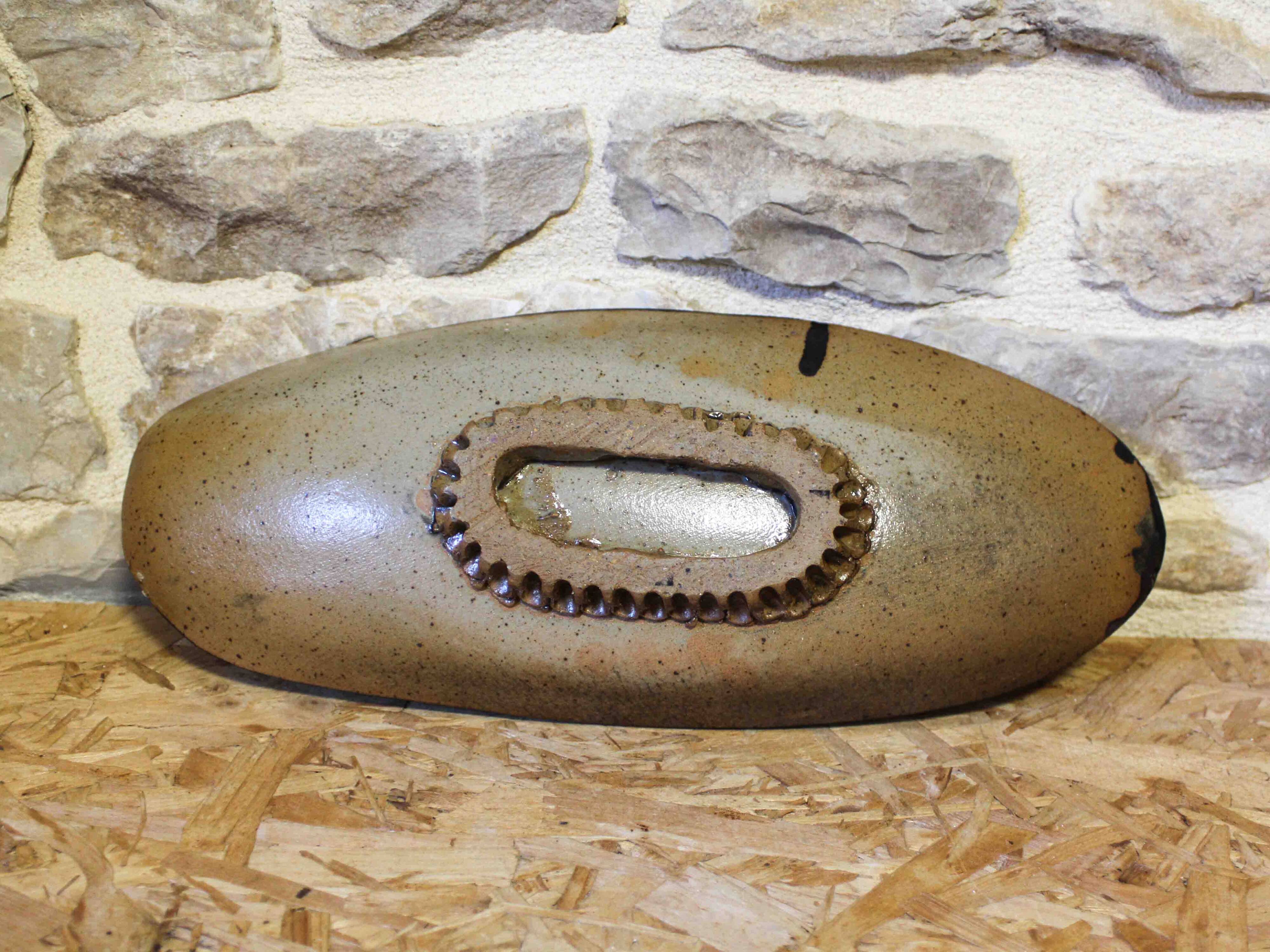 Blue glazed ceramic cup