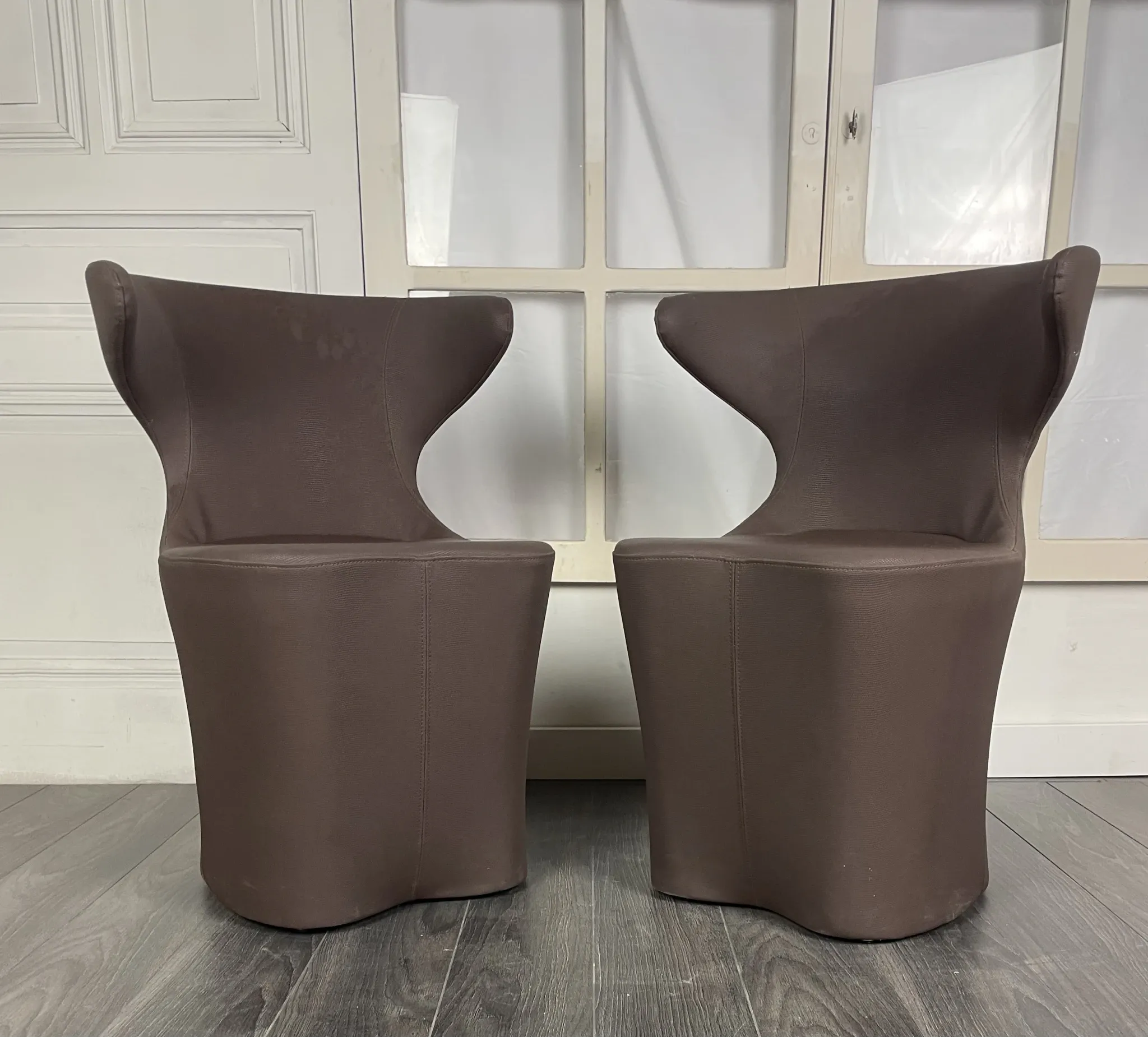Pair of faux leather armchairs from the 1980s