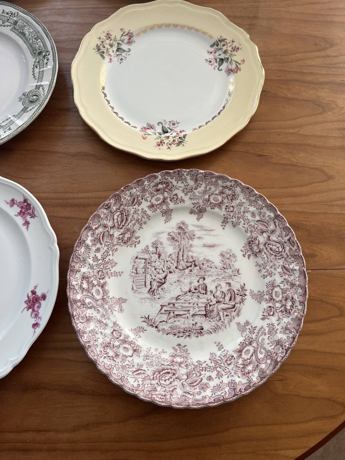 Mismatched antique plates