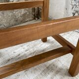 Solid elm and leather stool Maison Regain