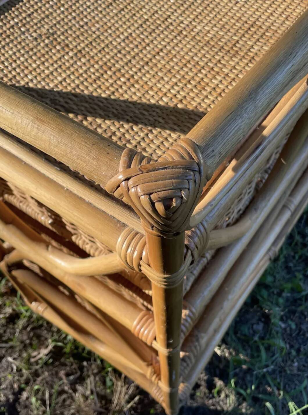 Vintage rattan chest of drawers