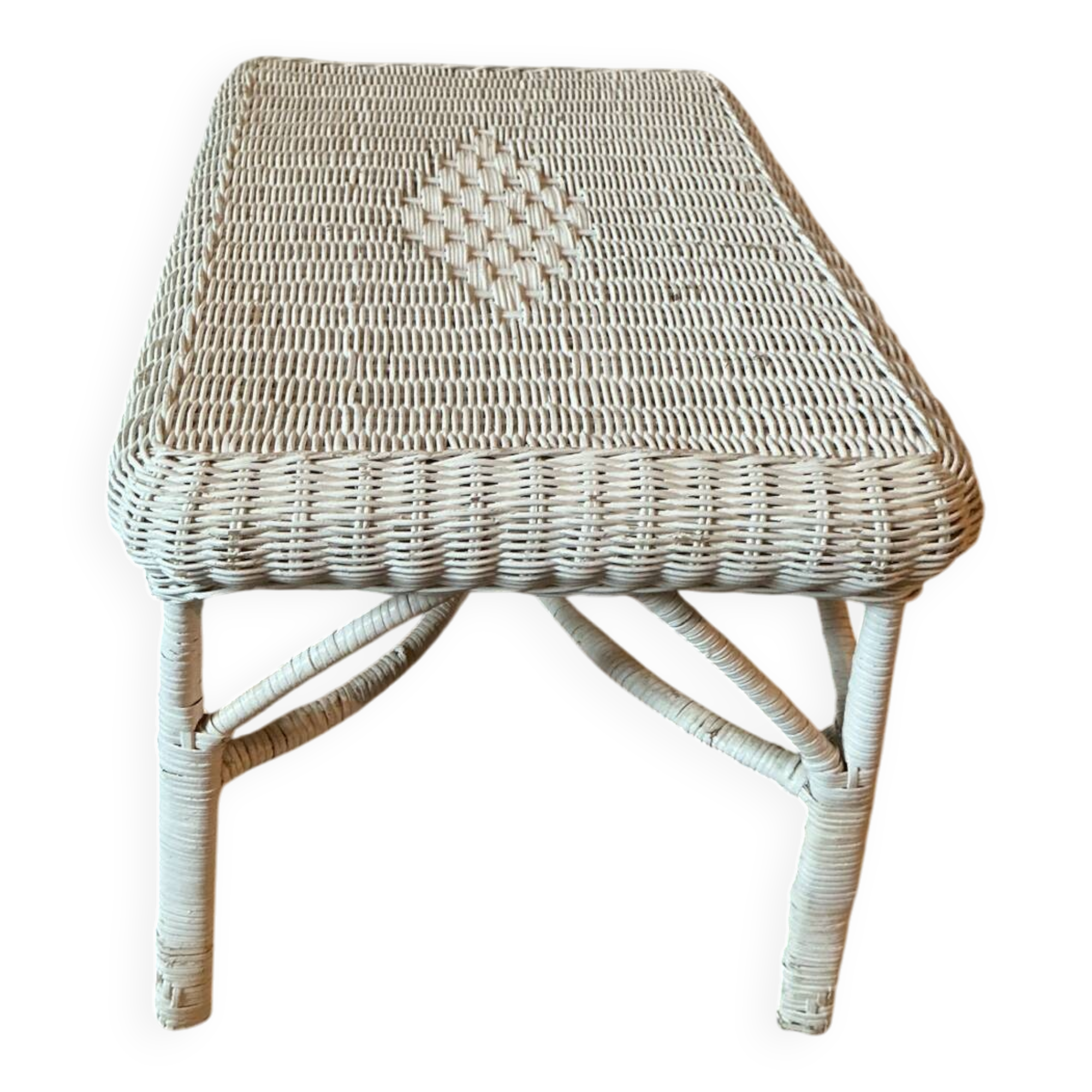 Vintage white rattan coffee table