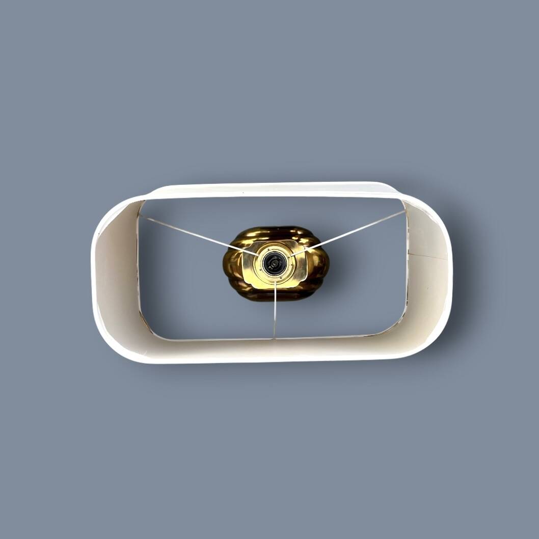 Large Deknudt lamp in varnished gold brass, 1970s.