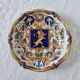 Magnificent antique French earthenware plate with shields signed Keller