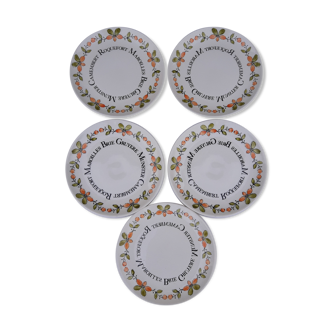 5 Gien earthenware cheese plates