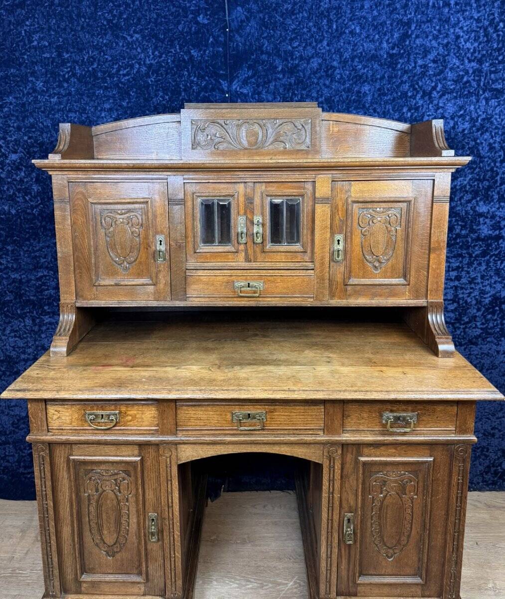 Art Nouveau period stepped desk in carved oak circa 1900