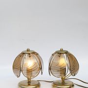 Pair of mushroom lamps smoked glass Years 40