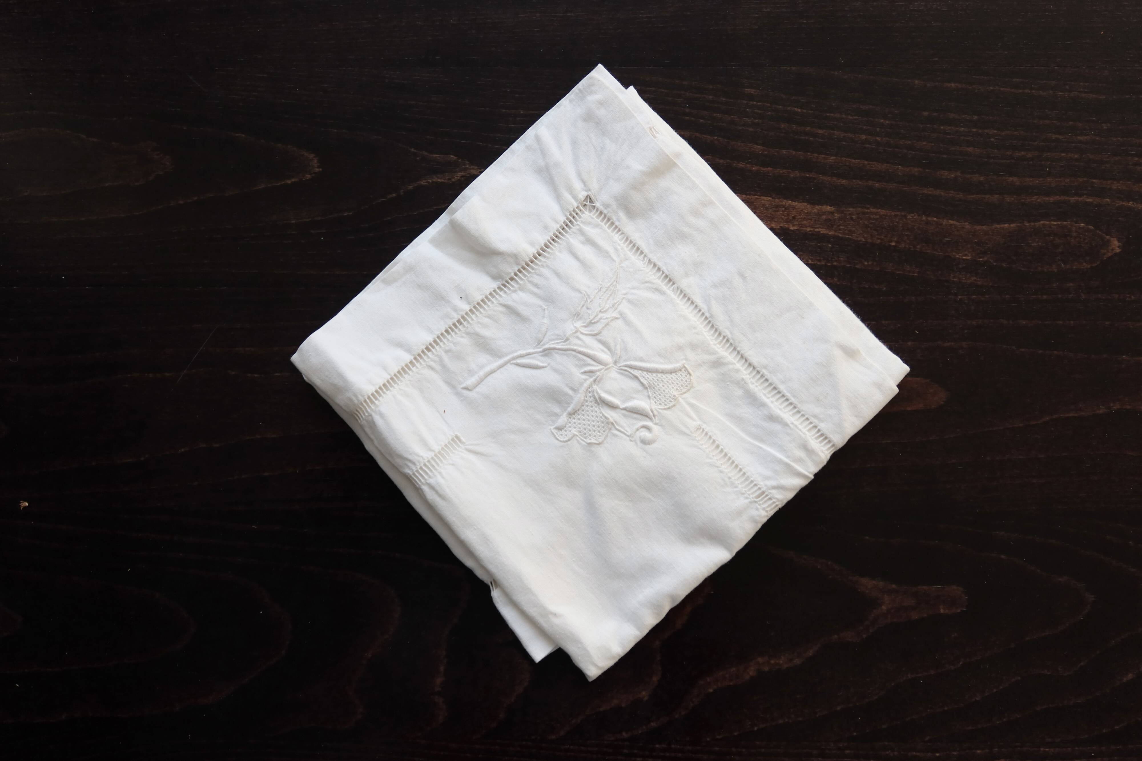 Antique embroidered pillowcase