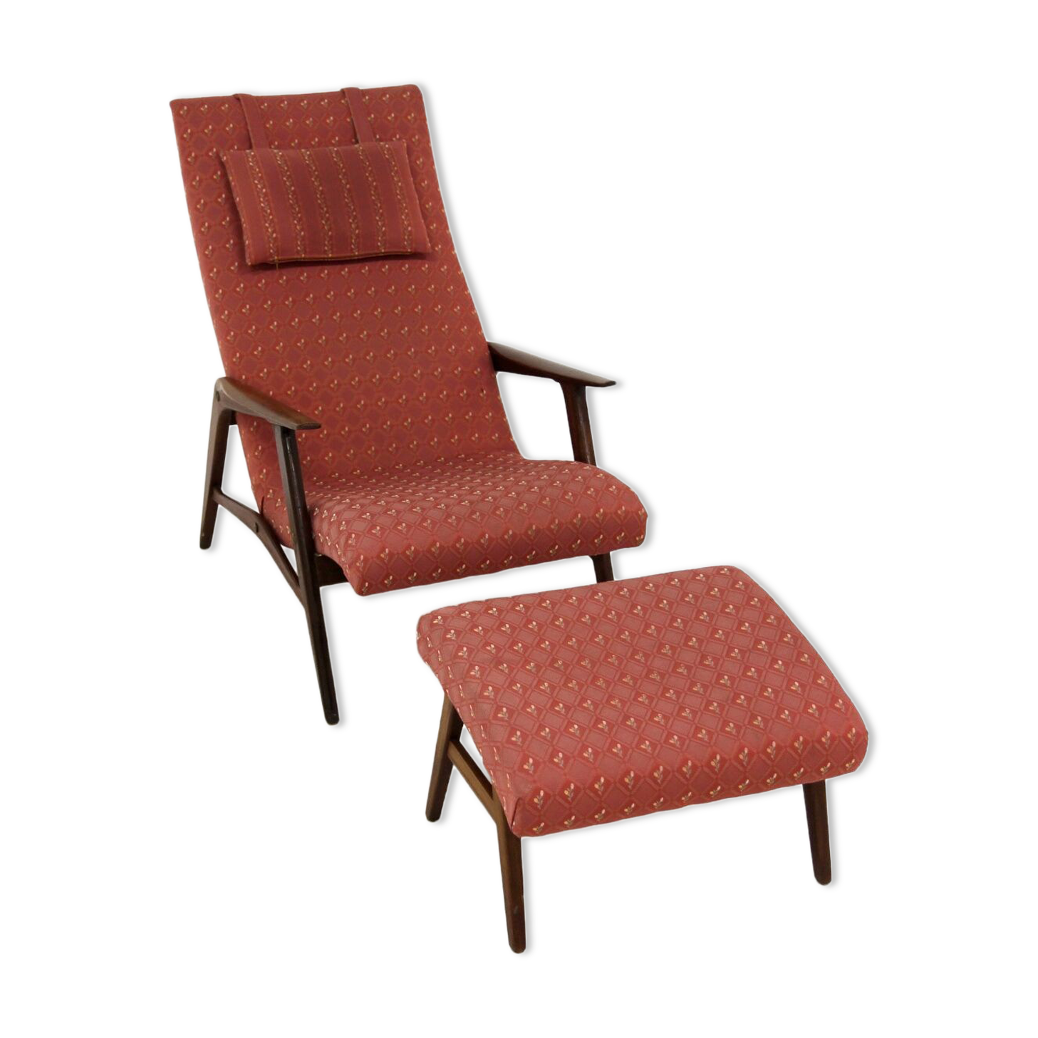 Scandinavian teak armchair & footrest, Sweden, 1960