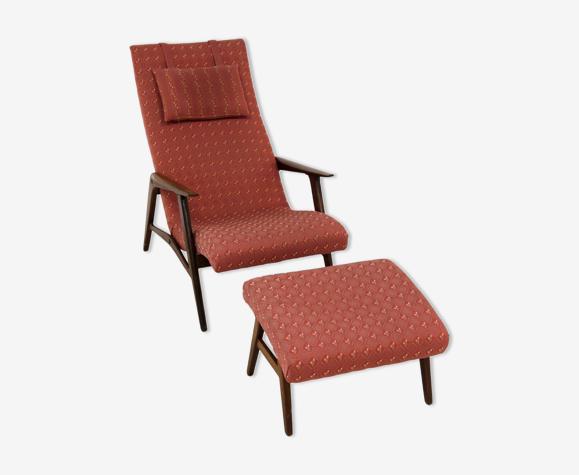 Fauteuil et repose-pied scandinave en teck, Suède, 1960