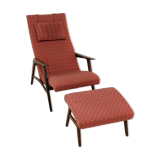 Scandinavian teak armchair & footrest, Sweden, 1960