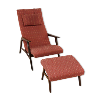 Fauteuil et repose-pied scandinave en teck, Suède, 1960