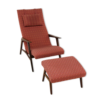 Scandinavian teak armchair & footrest, Sweden, 1960