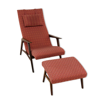 Scandinavian teak armchair & footrest, Sweden, 1960
