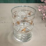 Six glasses old flowers and birds