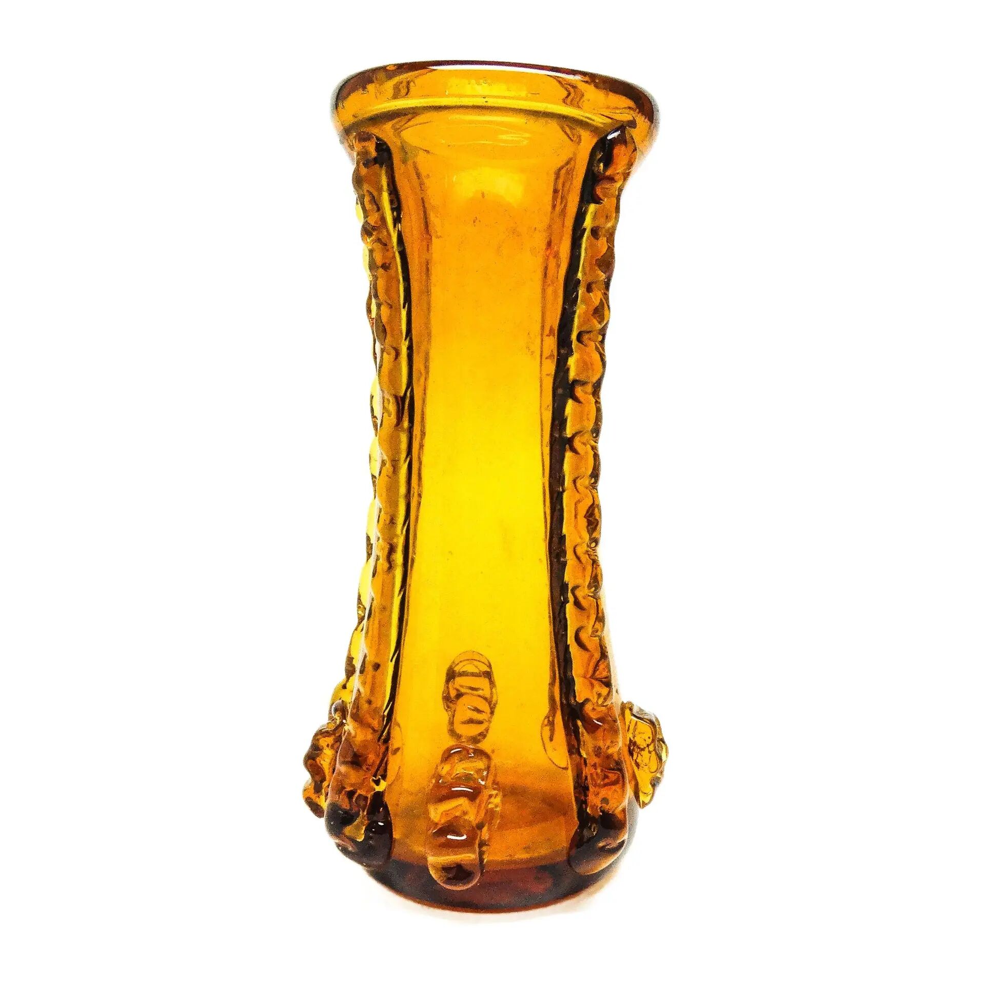 Postmodern vase, orange glass, Poland, 1970s