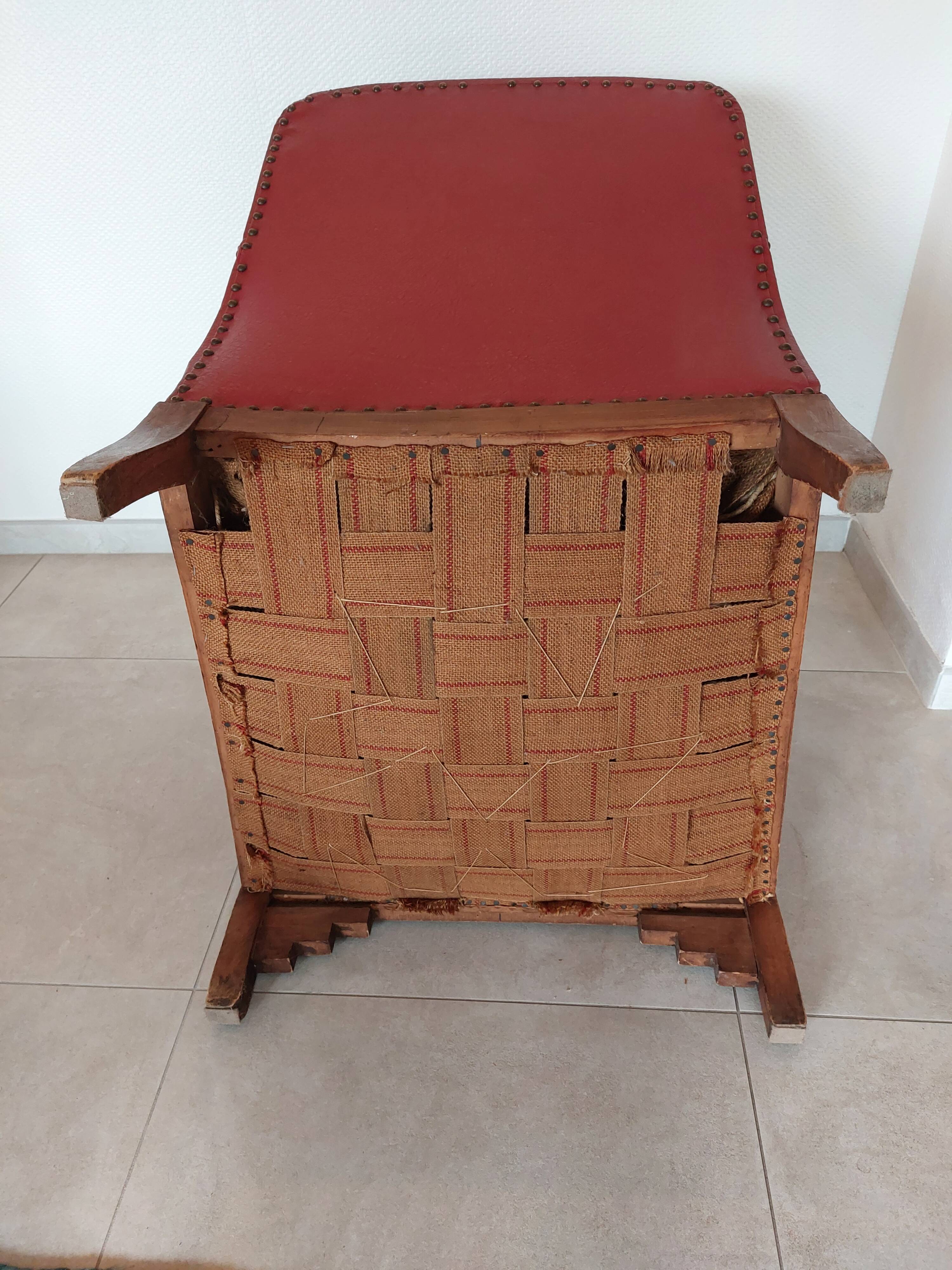 Raspberry red art deco armchair