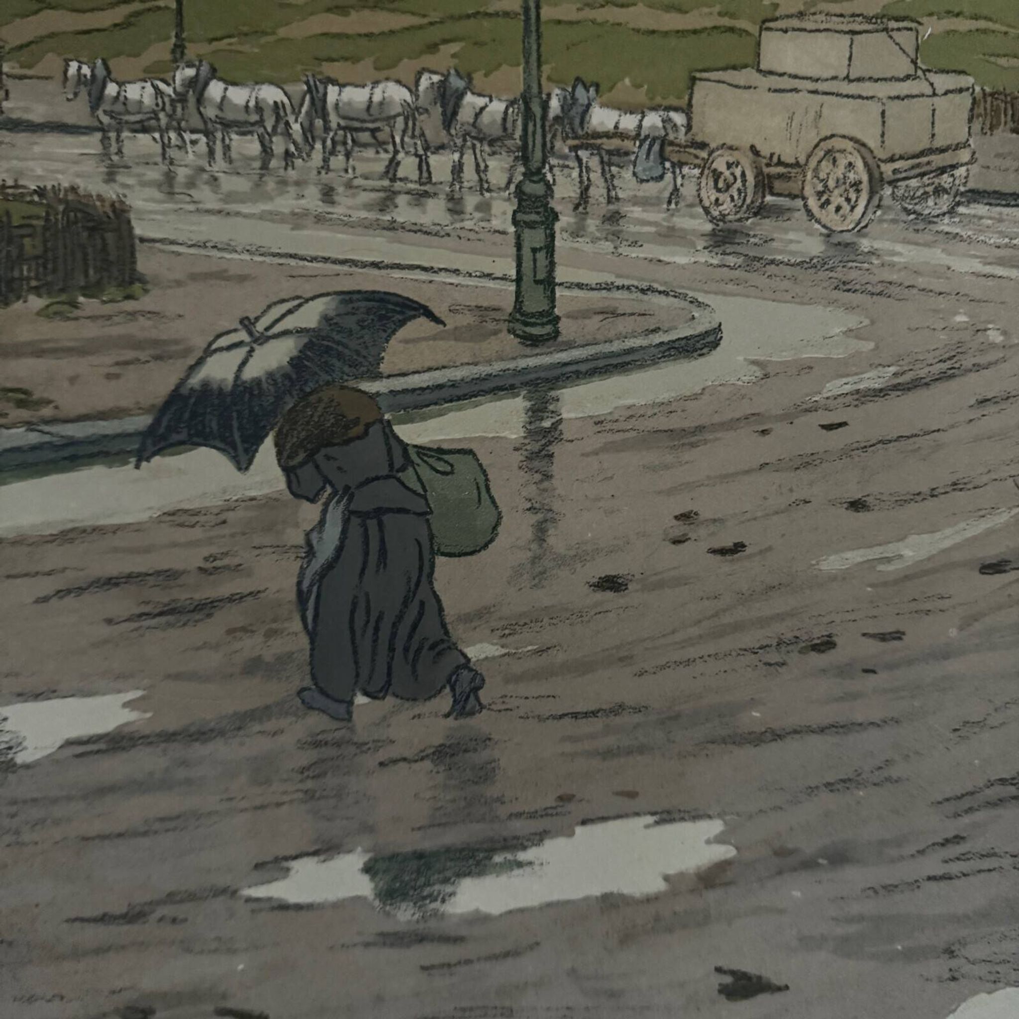 Lithograph by Henri Rivière The Butte Montmartre viewed from the Fortifications