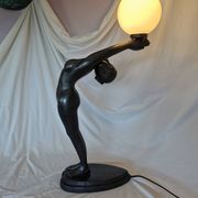 Large lamp, woman with ball, yoga, art deco style, 1980