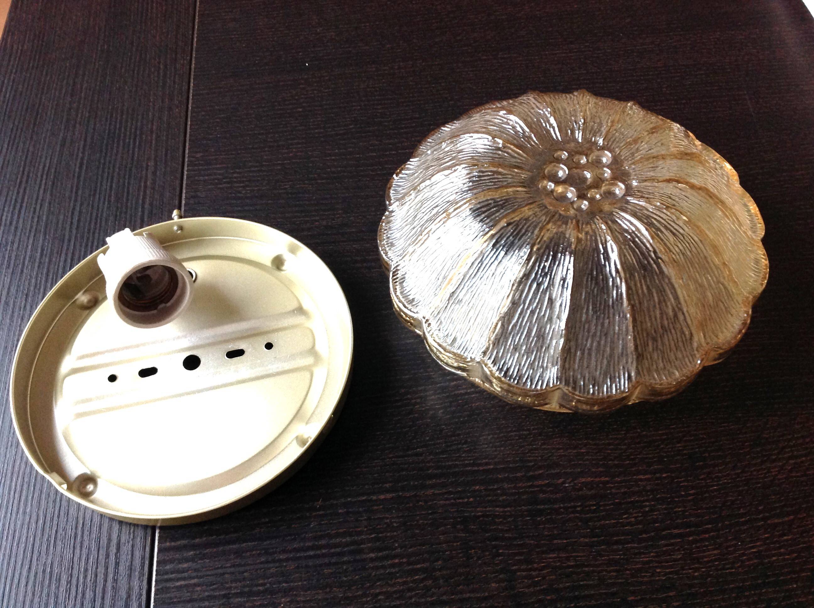 Amber glass ceiling rose by Limburg / vintage 1960s