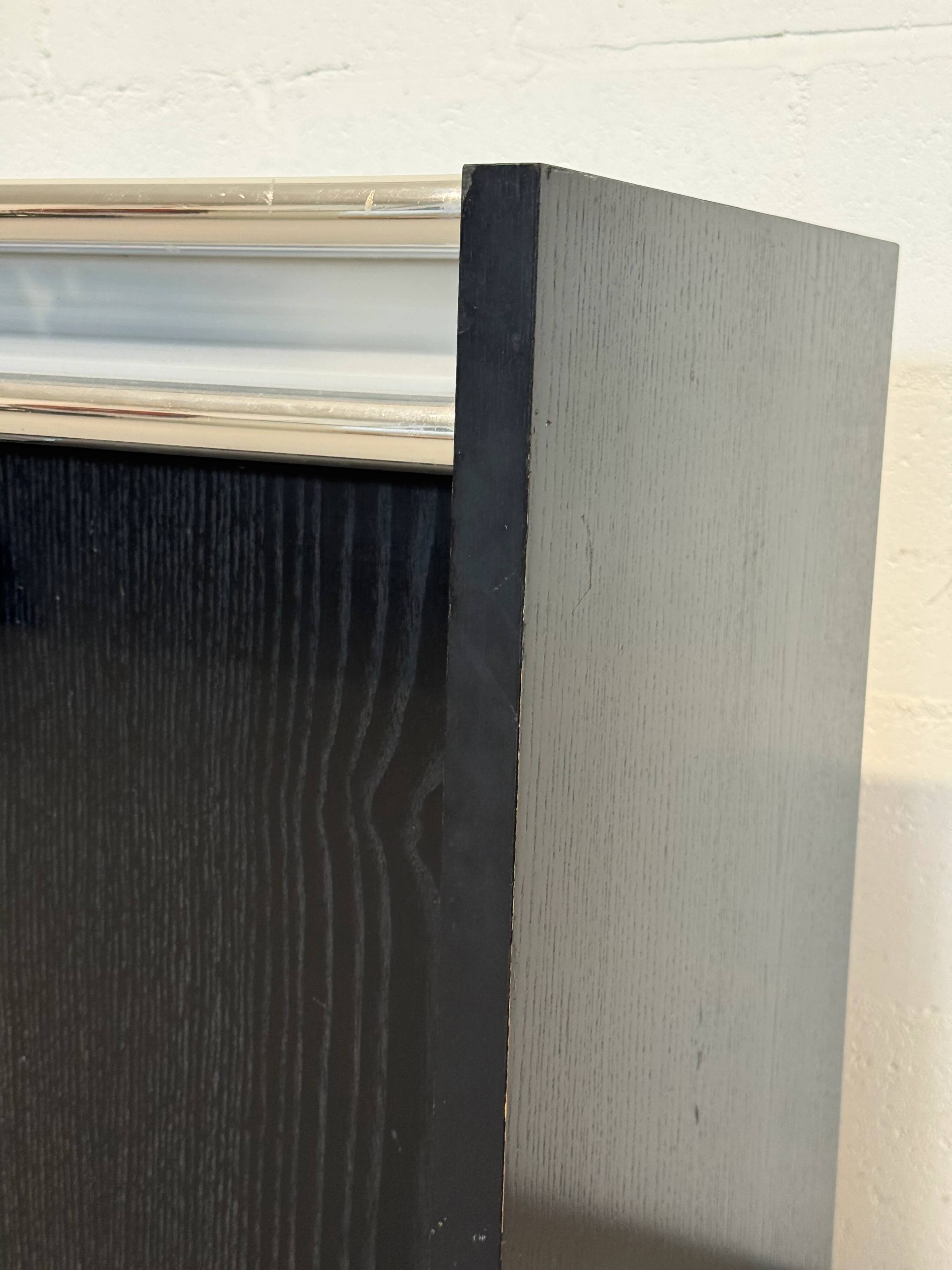 Vintage black lacquered and chrome sideboard | Italian Space Age sideboard from the 1970s