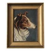 Portrait de chien vintage original, peinture à l'huile, vers 1914