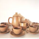 Service à café en grès marron, années 70