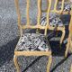 Set of 6 Louis XV style reupholstered chairs – Sandblasted raw wood & t