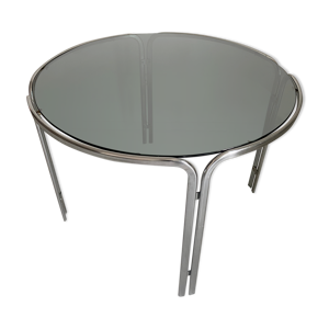 Table en chrome et verre fumé
