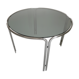 Table en chrome et verre fumé