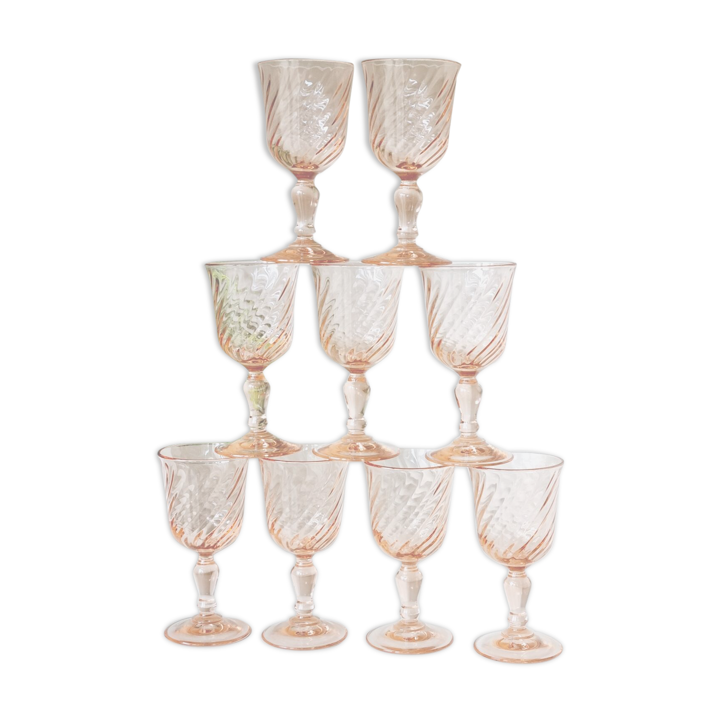 Lot de 9 verres digestifs Arcoroc rosaline