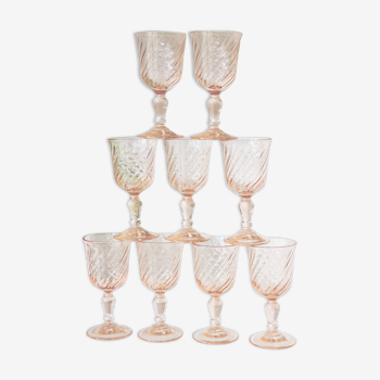 Lot de 9 verres digestifs Arcoroc rosaline