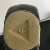 Carafe broc pitcher in green ceramic with metallic highlights