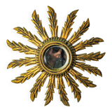 Sun mirror in gilded wood, France, 1960, 38 cm