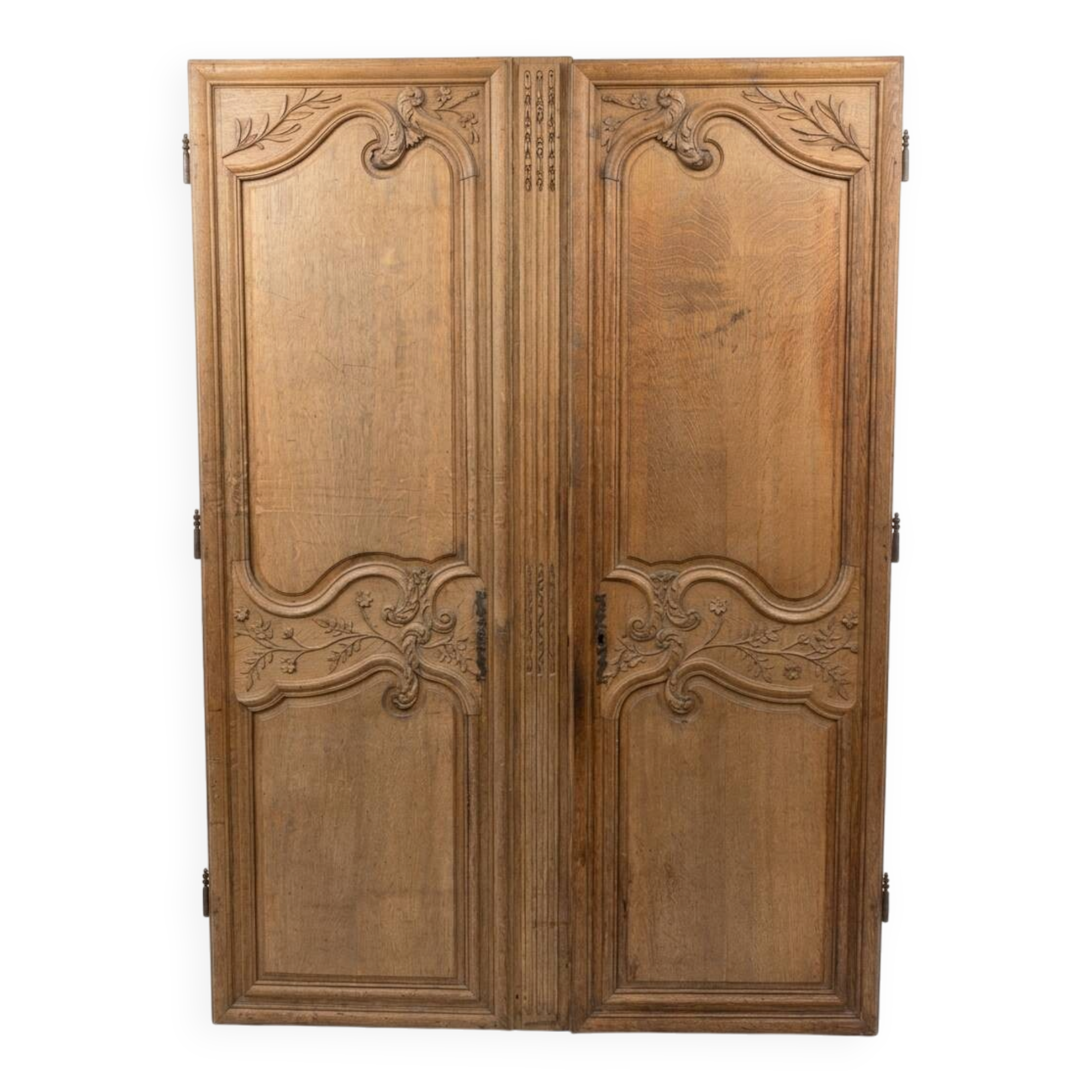 Pair of solid oak wardrobe doors from the 19th century.