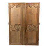 Pair of solid oak wardrobe doors from the 19th century.