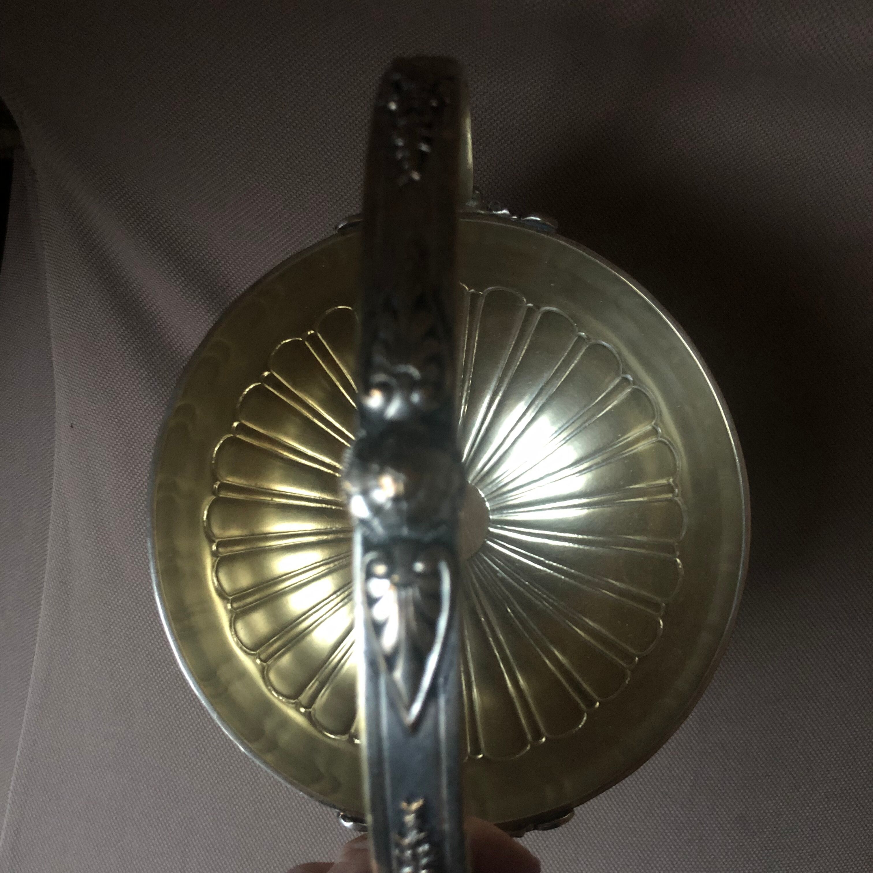 Silver metal empty pocket cup